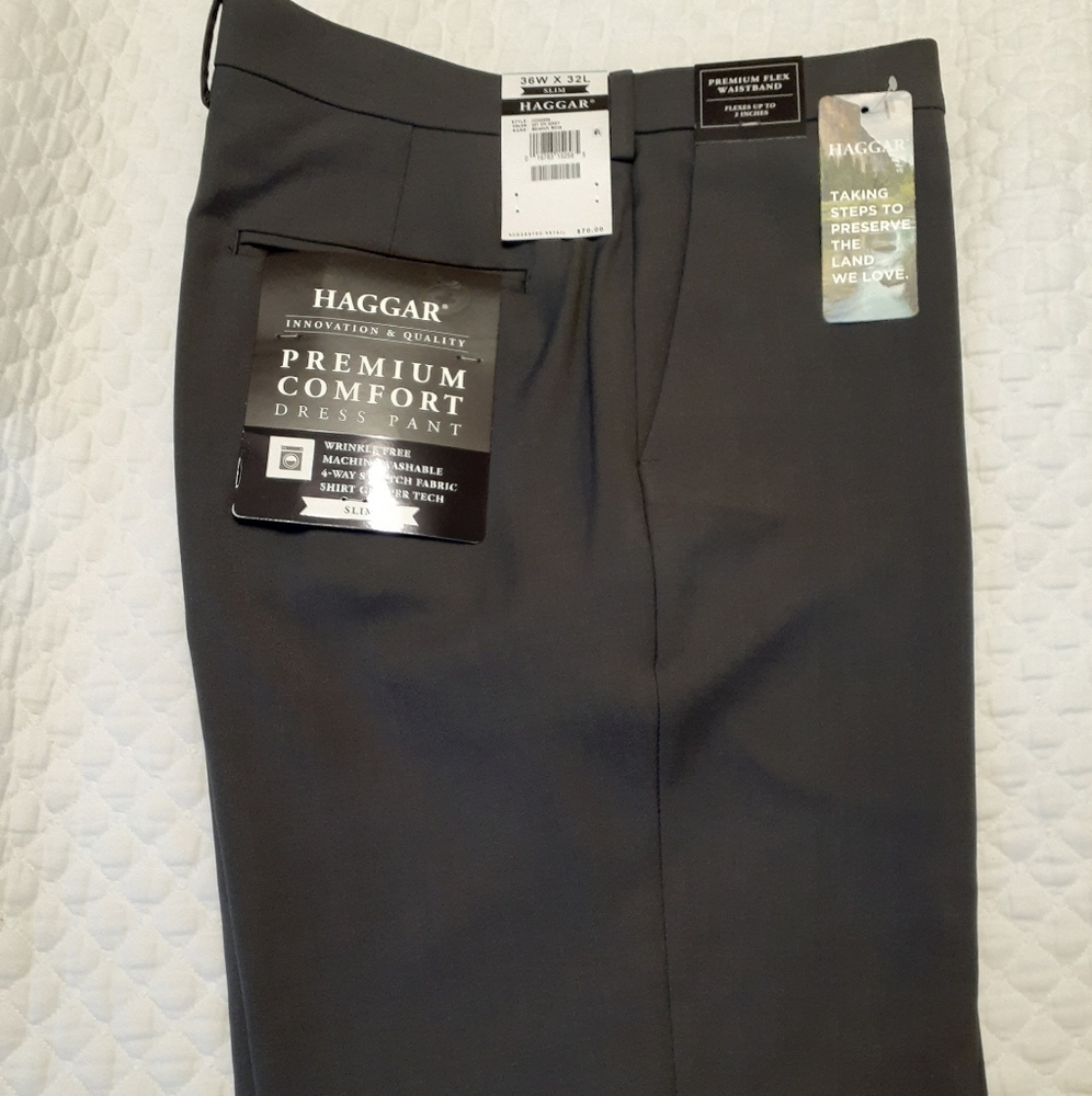 Haggar Mens Gray Size 36X32 Premium Flex Dress Pan